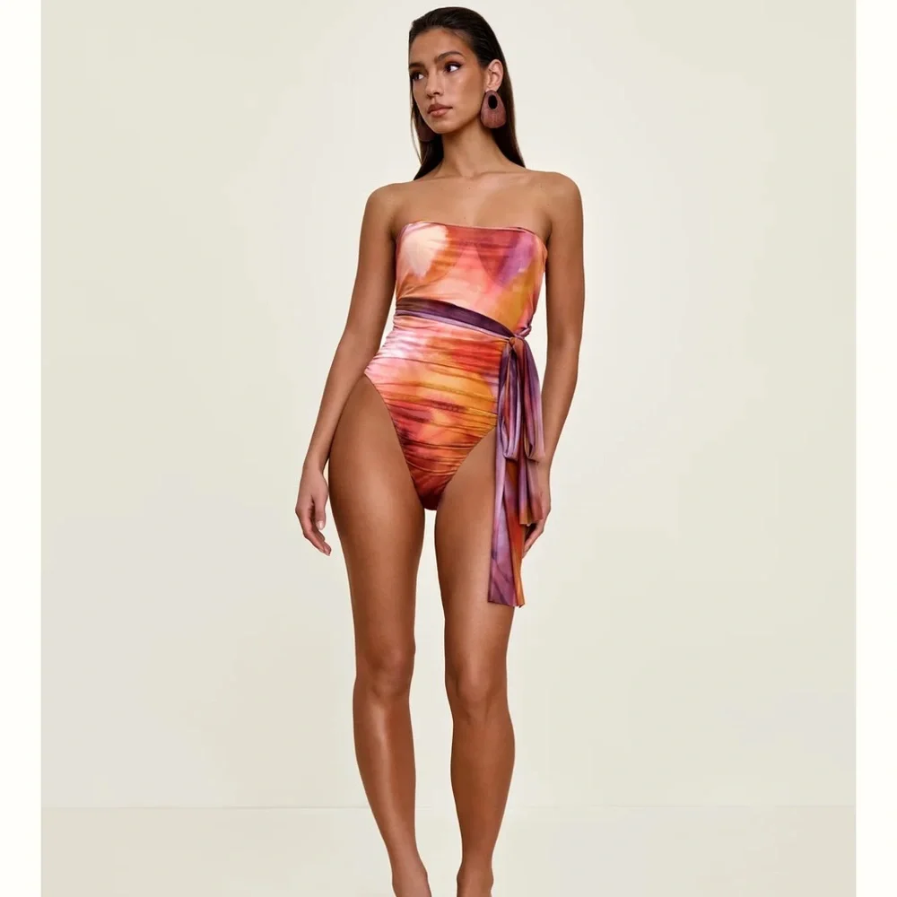 NWT Andrea Iyamah Multicolor One-Shoulder Swim One Piece - Picture 4 of 7